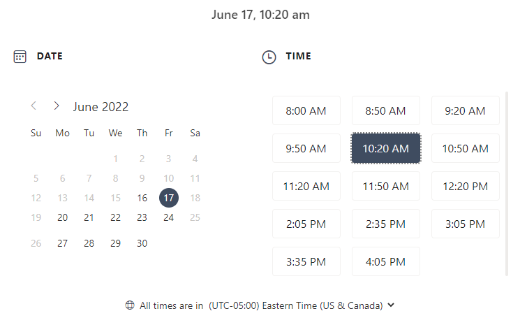 Select a date and time.