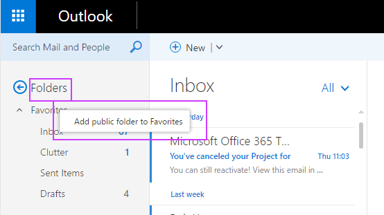 Outlook folders