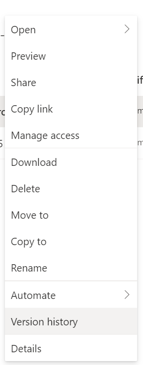 Right click menu