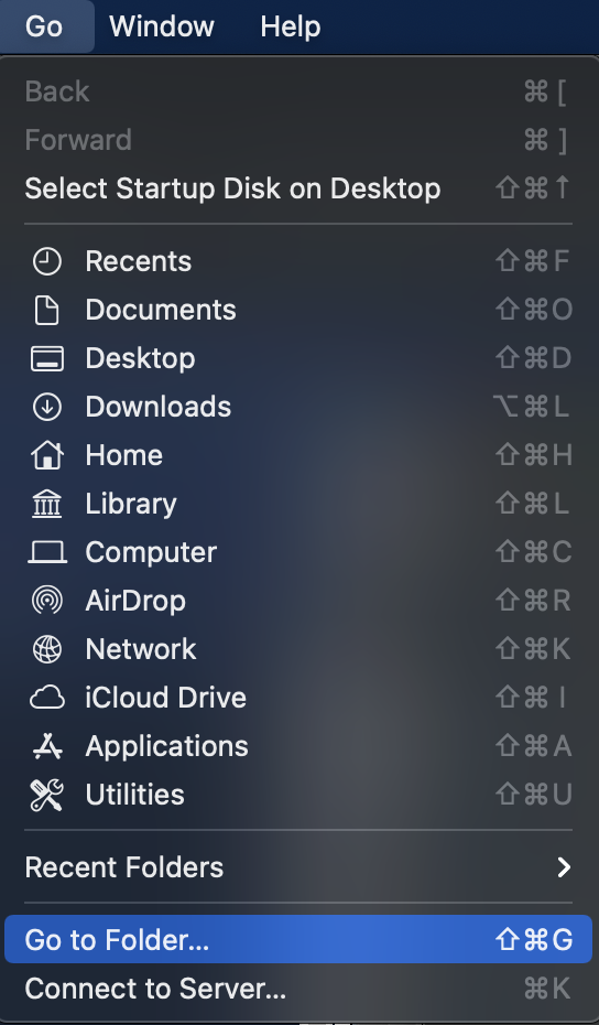 IFinder use Go - Go to Folder menu option