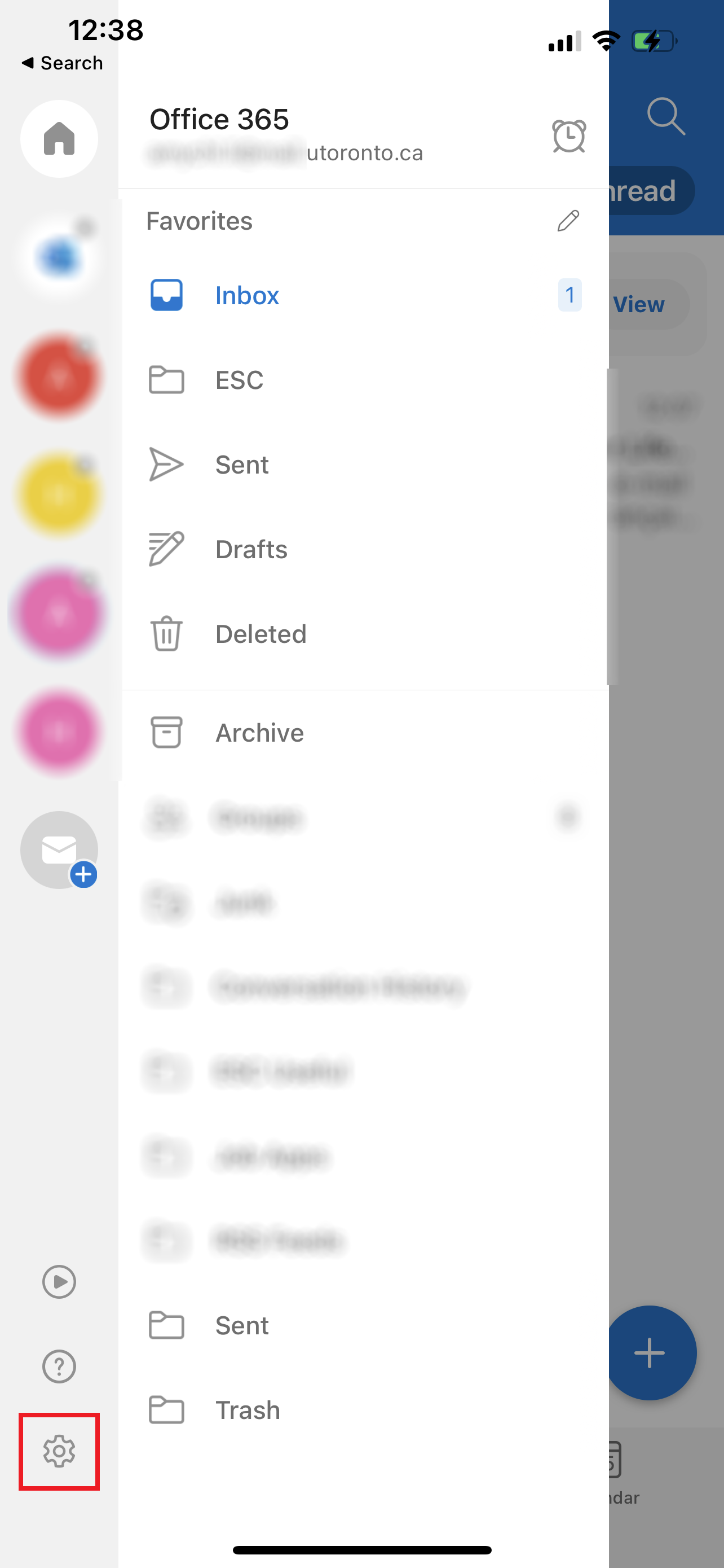 Inbox left sidebar expanded