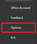 Bottom left corner of Outlook screenshot