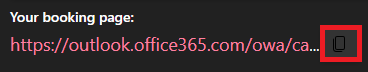 Booking page link for copying.