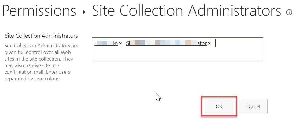 Remove and add new administrators in a SharePoint site collection