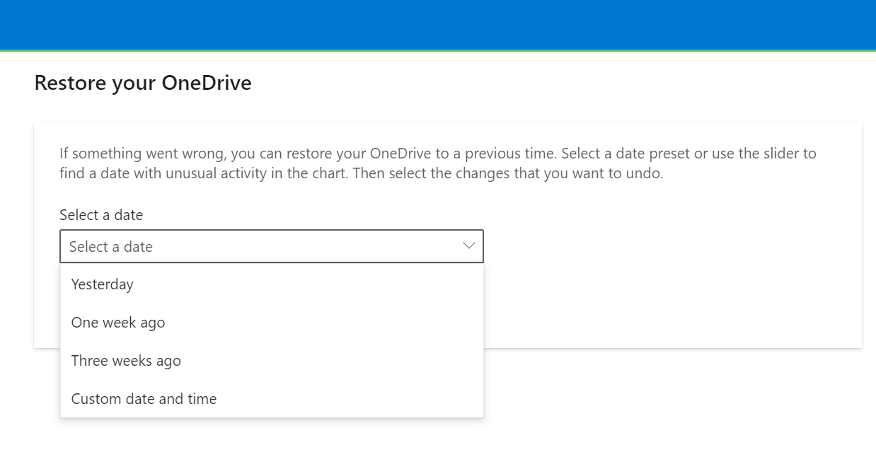 Restore your OneDrive options