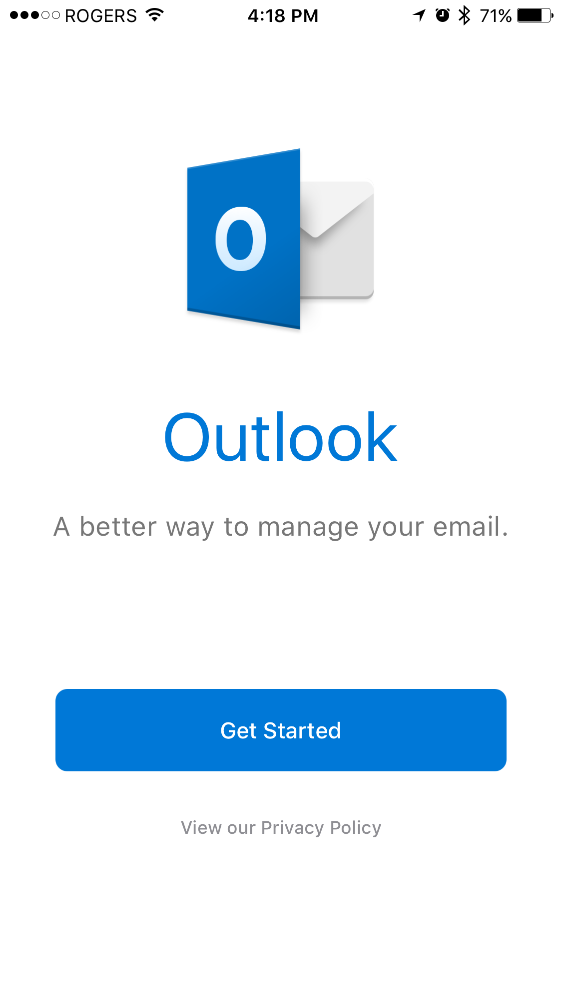 Get Started - Outlook landing page