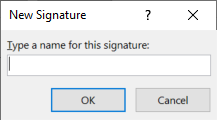 New signature dialog