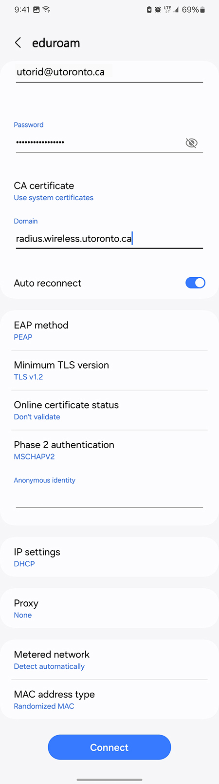 eduroam settings