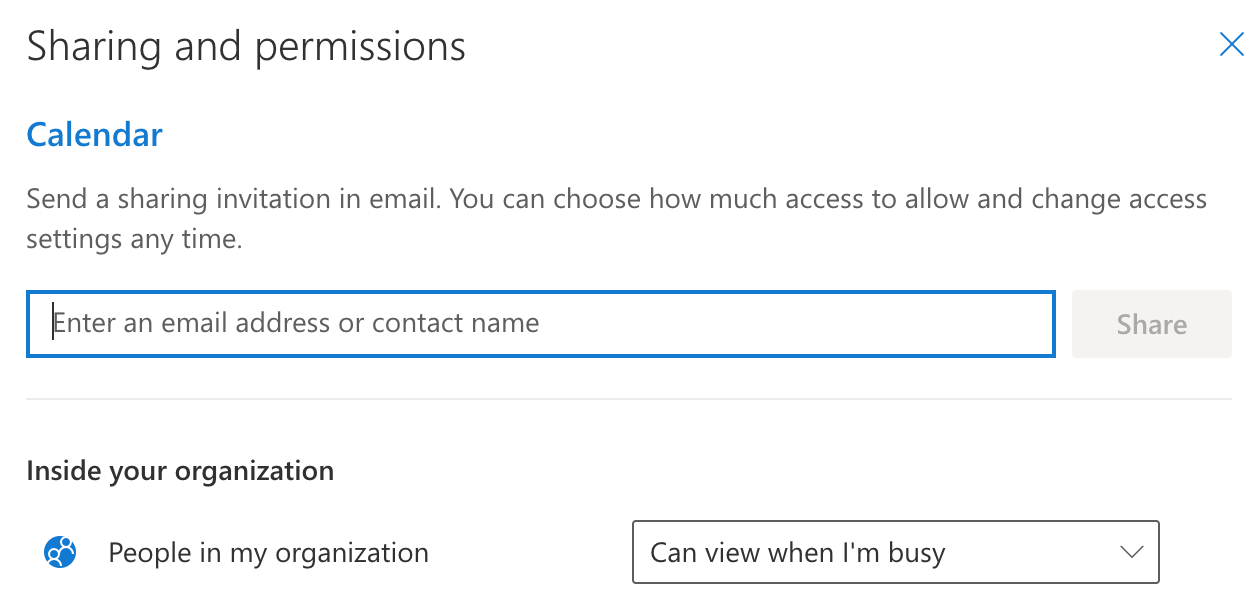 Sharing and permissions window