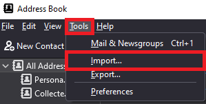 Tools dropdown