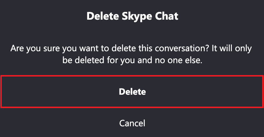 Delete skype chat dialog