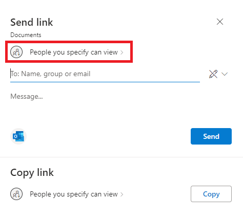 Send link window