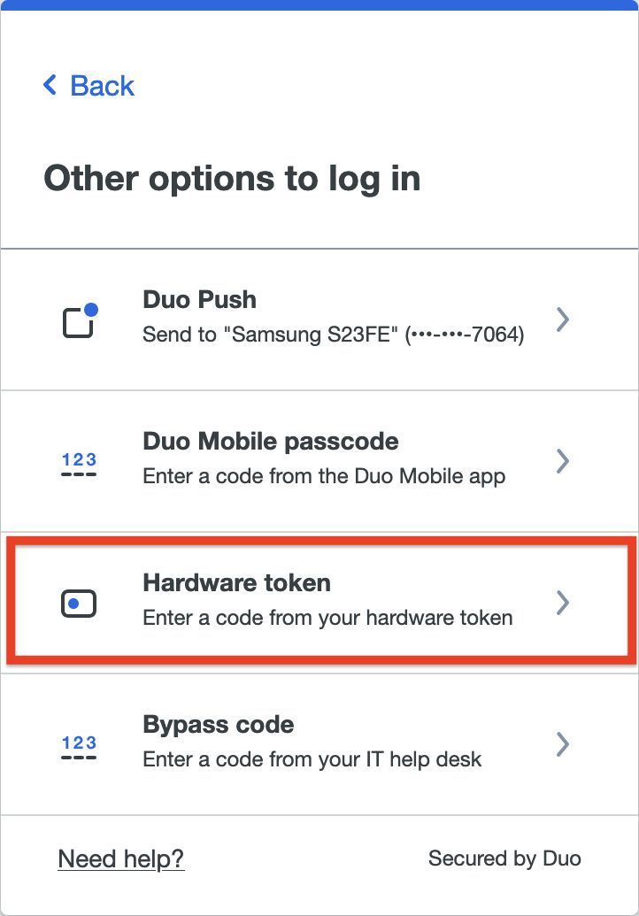 Select Authentication Method