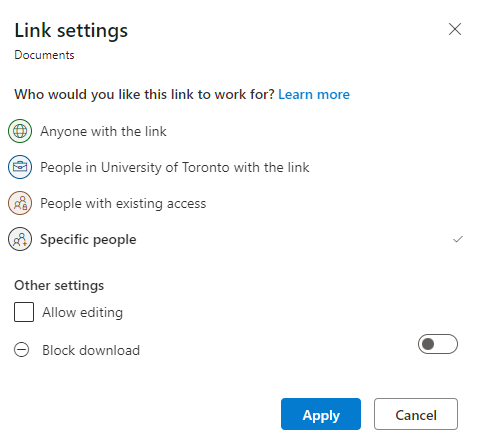 Link settings