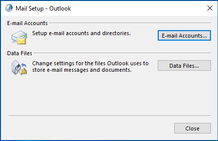 Mail Setup - Outlook window