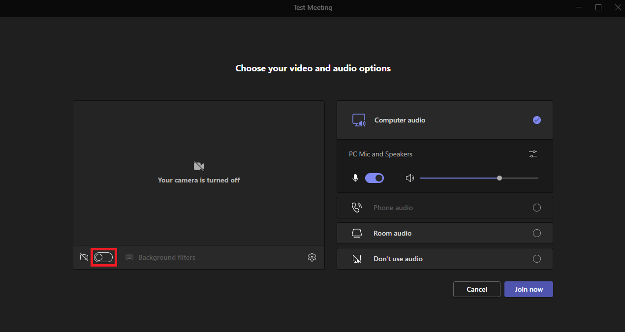 Choose you video and audio options window