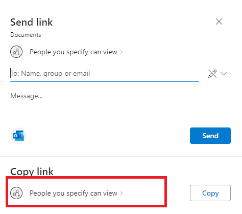 Send link window