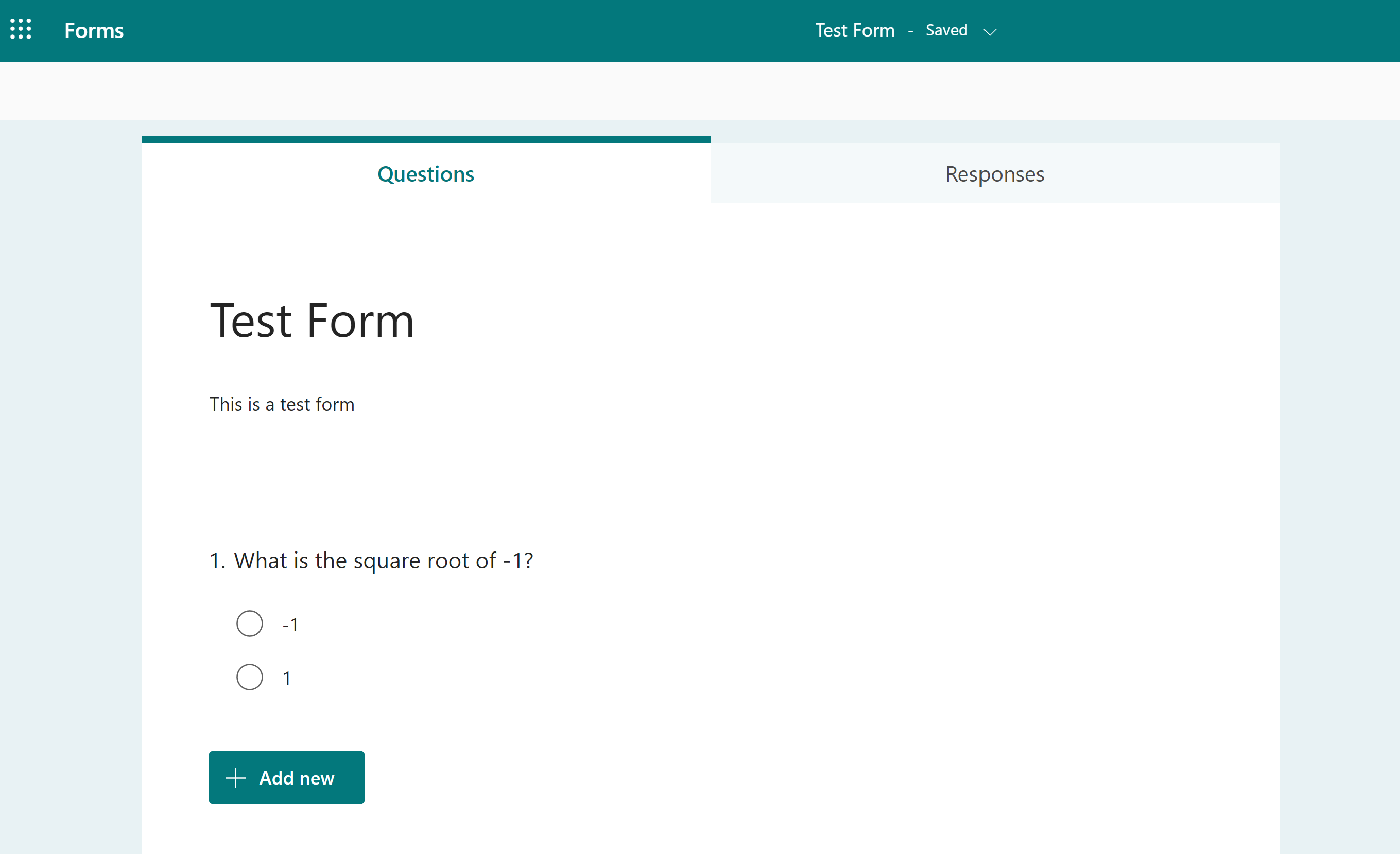 Microsoft form example