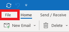 Outlook top menu navigation bar