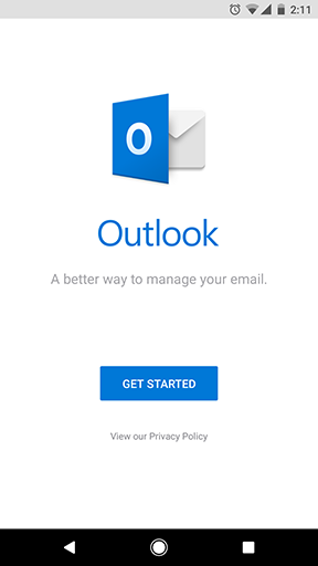 Get started Outlook splash screen