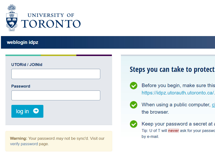 U of T Weblogin Page