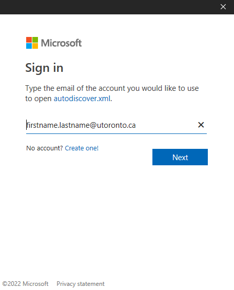 Microsoft login page