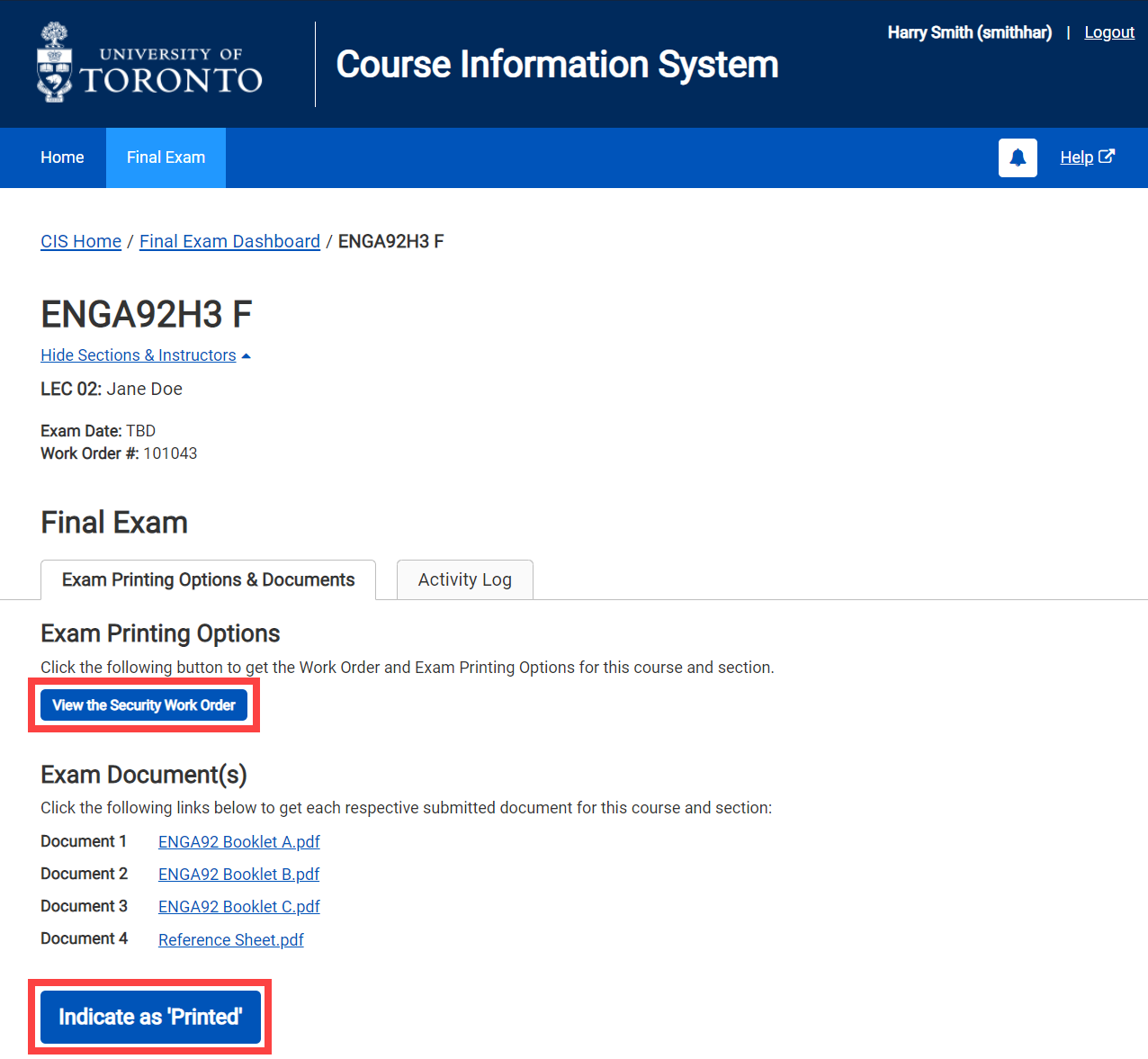 Final Exam Module - Exam Printing Options & Documents