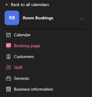 Bookings calendar side panel.