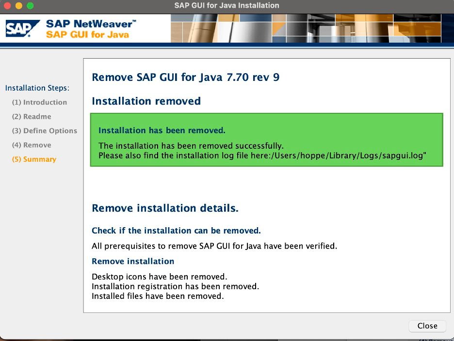 SAP GUI removed