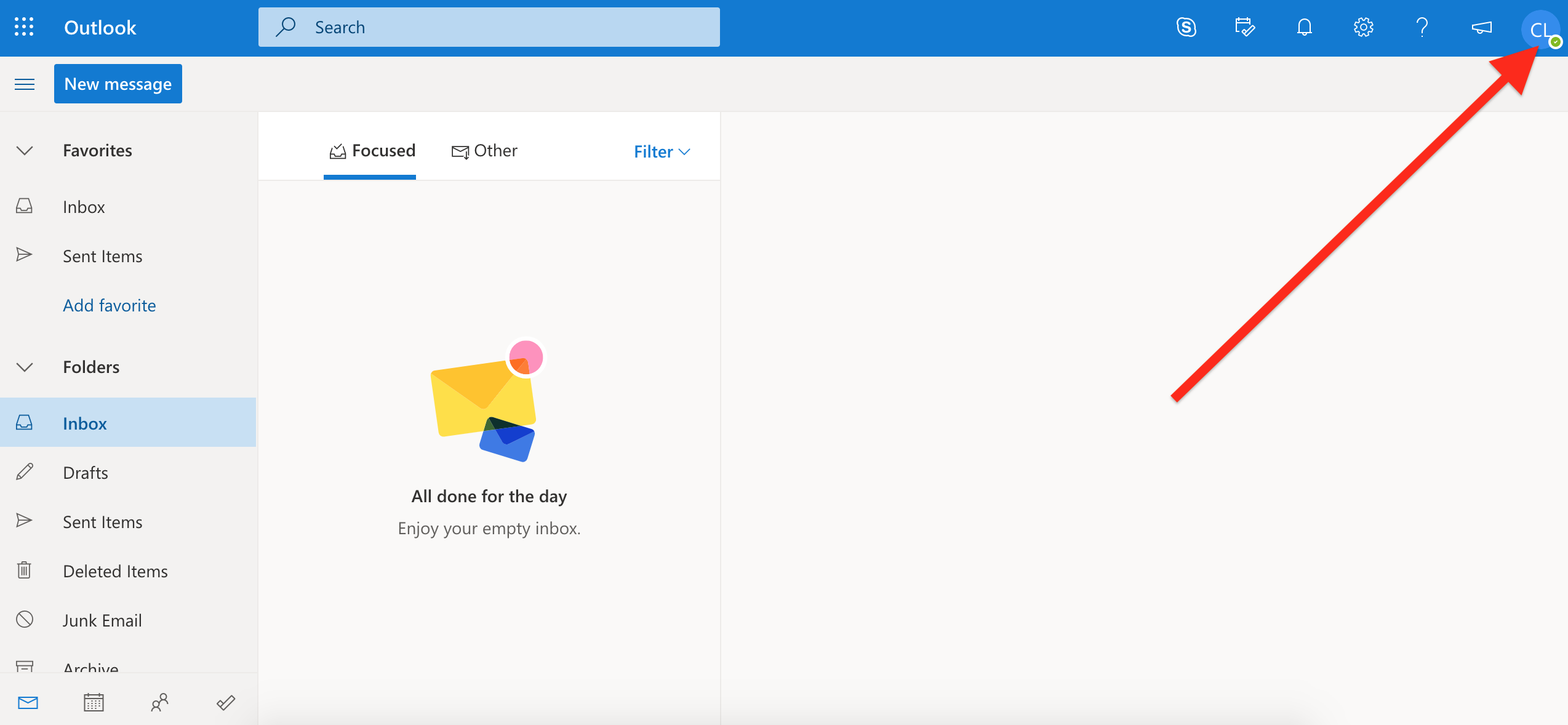 Outlook main screen