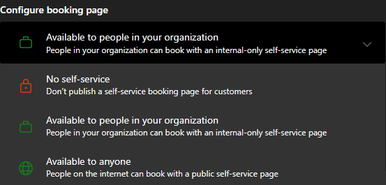 Configure booking page