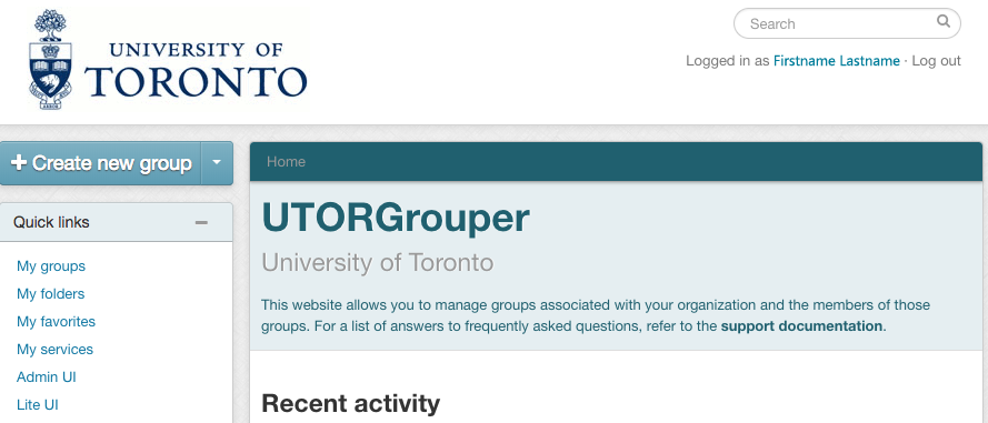 Screenshot of UTORGrouper homepage