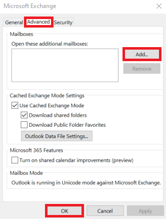 Microsoft exchange window