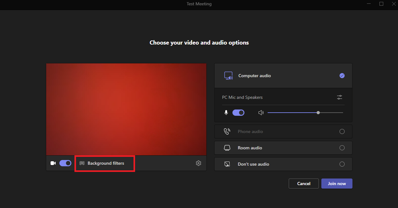 Choose you video and audio options window