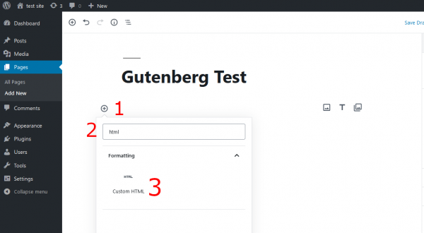 Gutenberg page editor