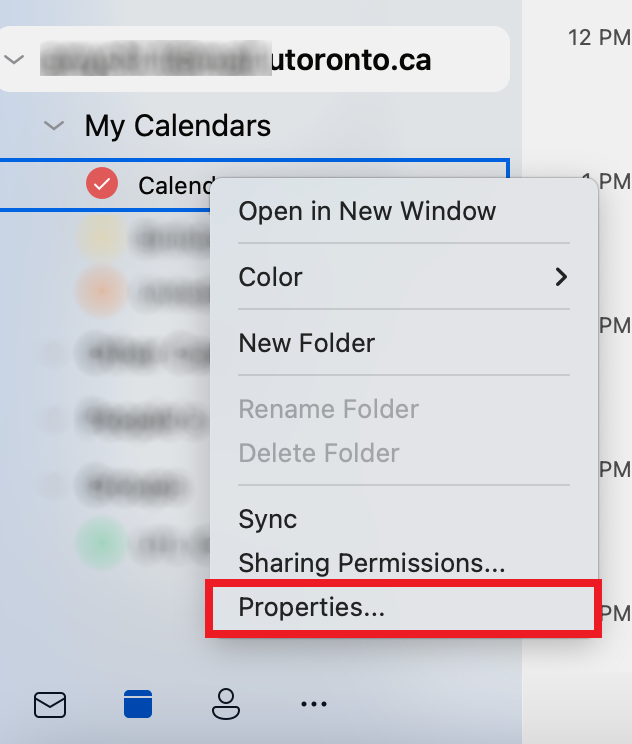 Calendar menu settings