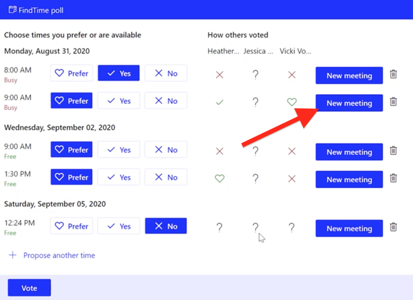 Findtime poll example