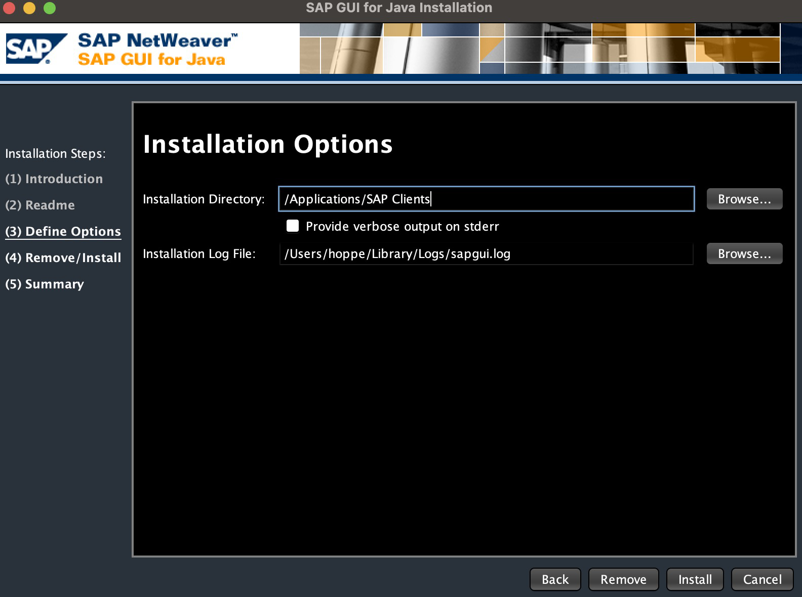 Installer installation directory option