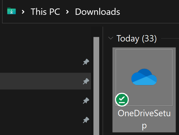 OneDrive setup file in Downloads folder