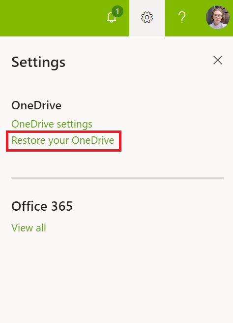 OneDrive settings