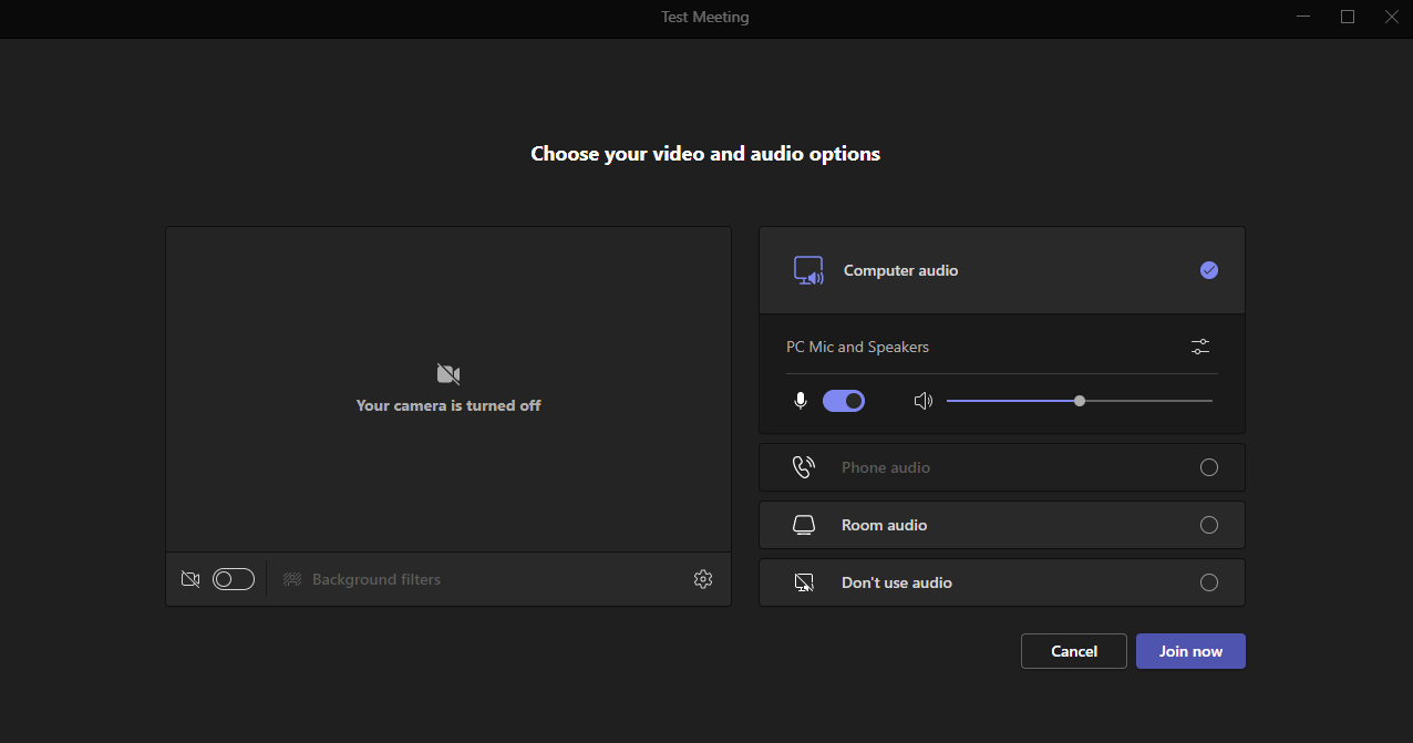 Choose you audio and video options window.