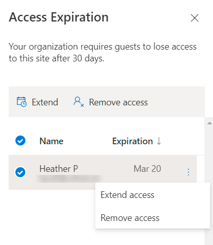 Access expiration pane in SharePoint