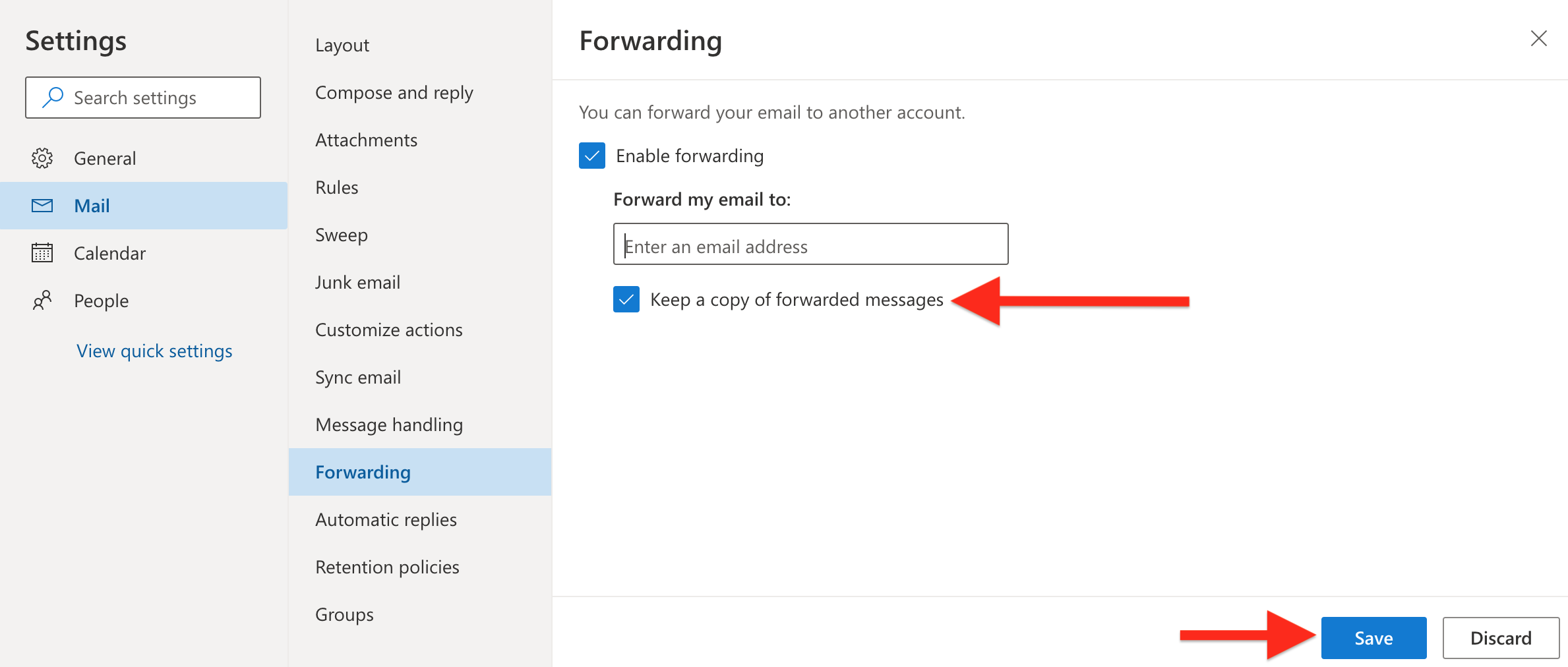 Keep a copy of forwarded messages