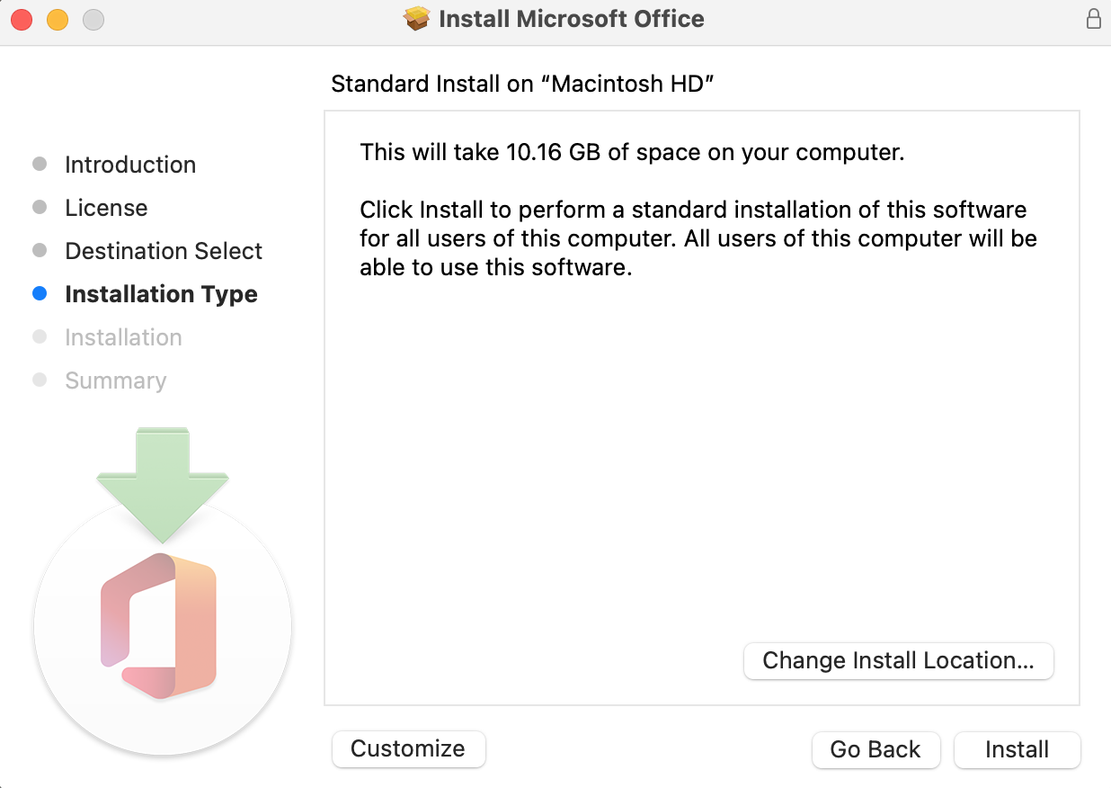 Install Microsoft Office - Installation Type