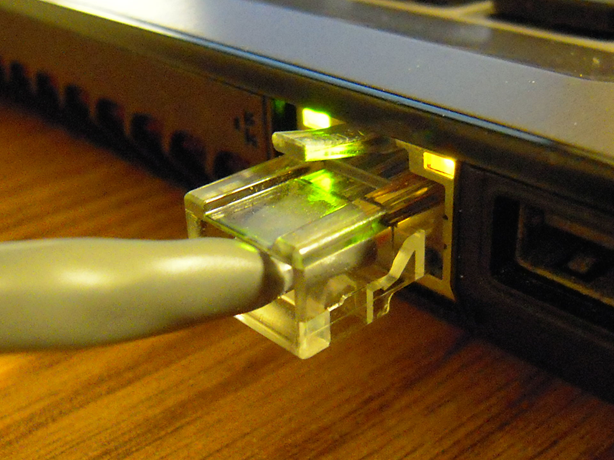 Ethernet cable in port