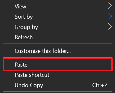 Right click menu