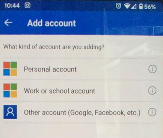 Add account on mobile device