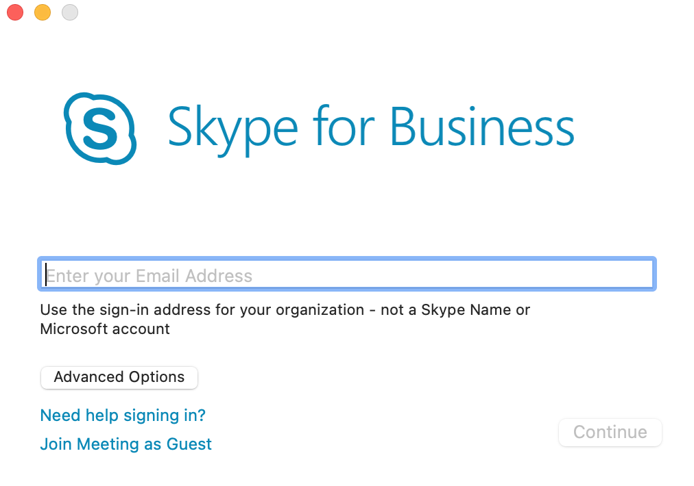 Skype log in page