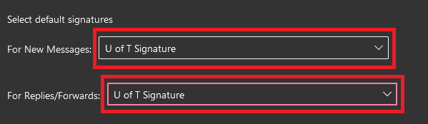 Select default signatures