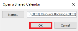 Open a shared calendar window